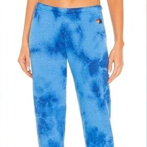 Aviator Nation Hand Dyed Sweatpants in Tie Dye Crystal Royal